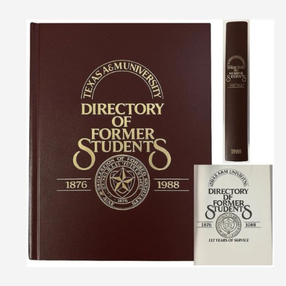 Texas A&M Aggies Alumni Directory 1876-1988 Former Students Hardcover Book - Picture 1 of 1